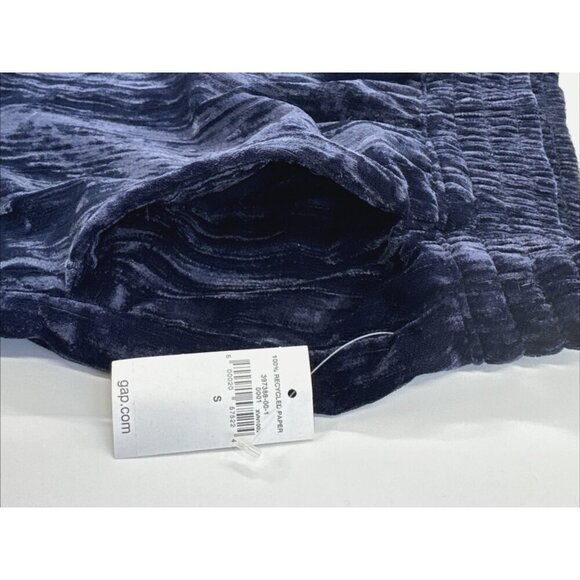 Gap Crinkle Corduroy Pants Womens Small Blue Wide Leg Barrel Elastic Waist NEW - Picture 3 of 8